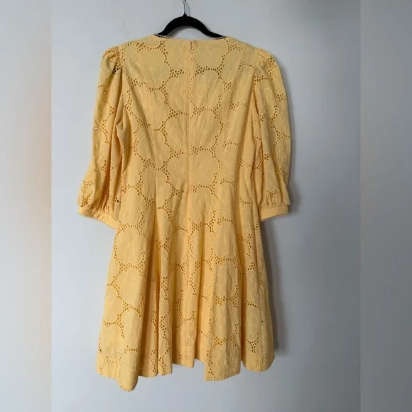 Rachel Parcell Buttercup Puff Sleeve Eyelet Fit & Flare Dress 100% Cotton - Picture 5 of 14